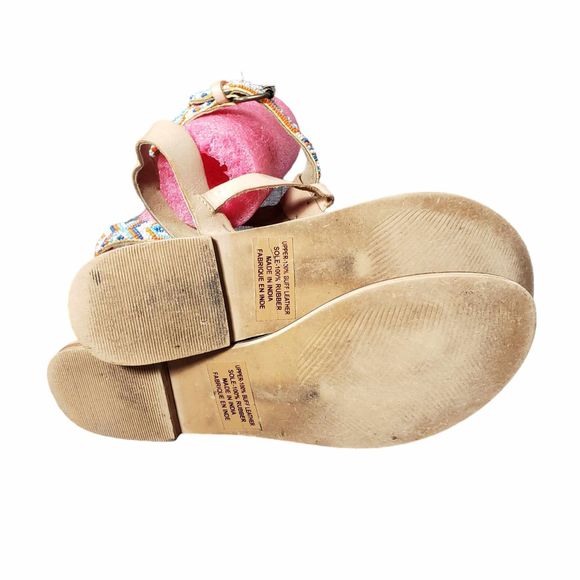 Ecote Thong Flat T Strap Beaded Sandals size 6.5 AS IS No Box - Picture 4 of 8